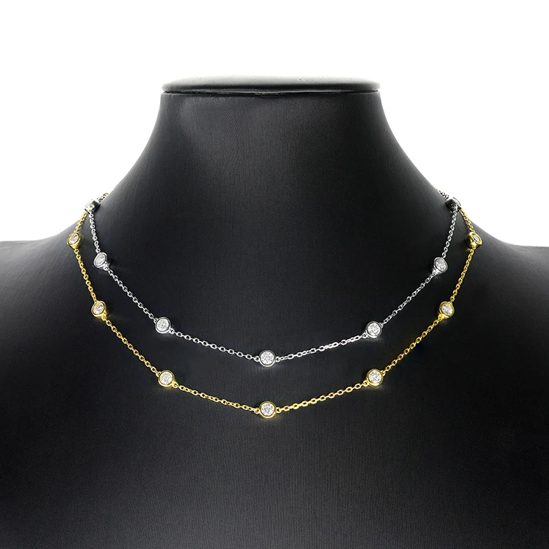 D Color 3/4/5mm TBCYD Moissanite Choker Necklace For Women S Sier Round Cut Dia Bubble Neck Chain Party Jewelry Gifts smile