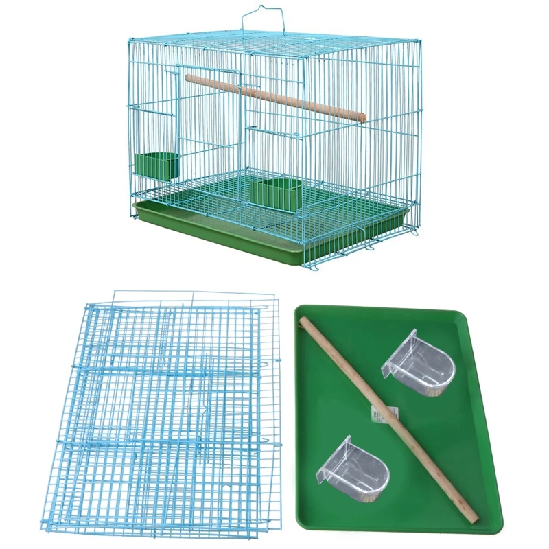 new Wire Rectangular Small Cage for Small Birds 2025 and Canaries Rekord Equipped with Bird Standing Stick and 2 Semicircular