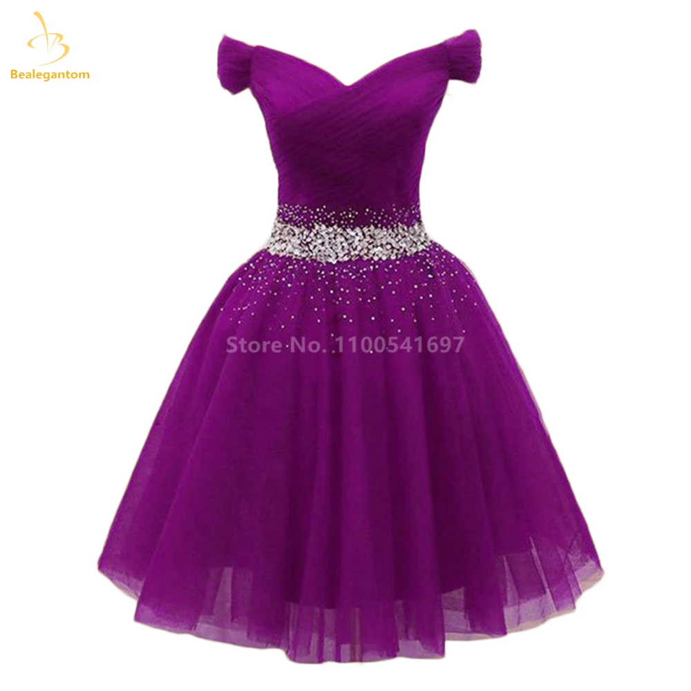 Short Lavender Sexy Bealegantom Homecoming Dresses Beading Crystal V-Neck Prom Party tail Gown Vestidos De Graudation smile