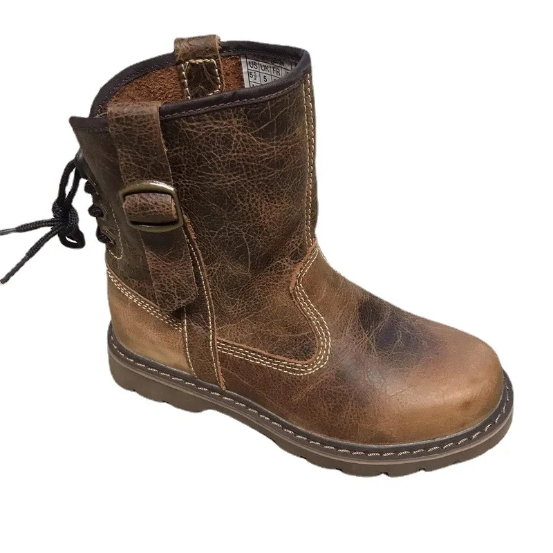 Genuine Leather Winter Boots Women Keep Warm Waterproof Riding Boots Vintage Punky Style Couple Outdoor Knight Boots Shoes