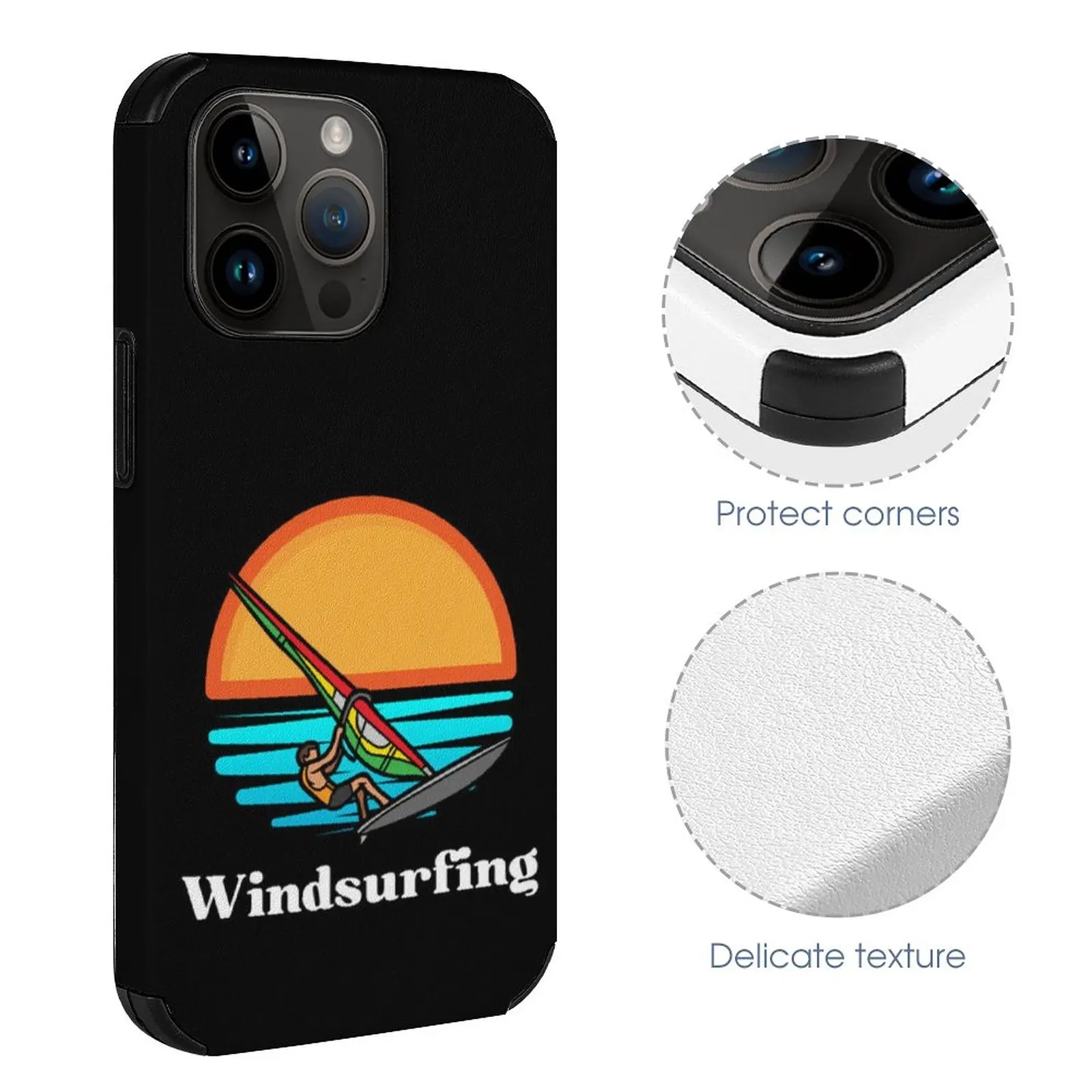 Fiber Windsurfing In Sunset Skin Case For Iphone 11 12 13 14 Pro Max Mini Xr 7 8 Plus Cases Cover Kitesurfing Water Sport Kite smile