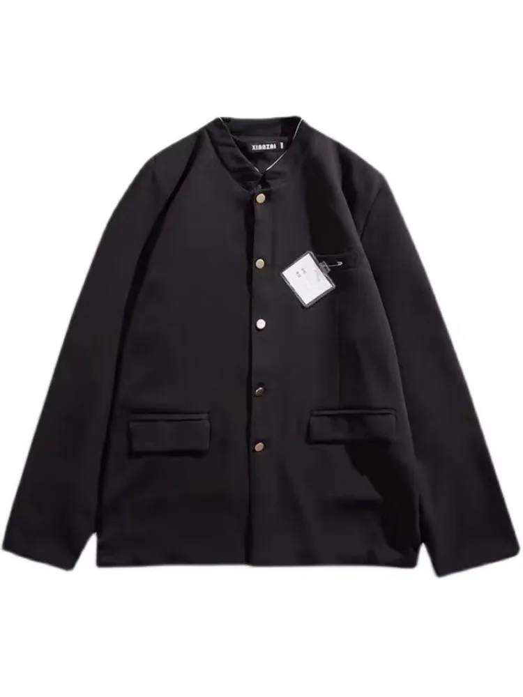 Japan Style School Uniform Jacket Stand Collar Men Women new Tunic Suit Jacket DK Costume Black 2025 Coat With Nameplate High Version
