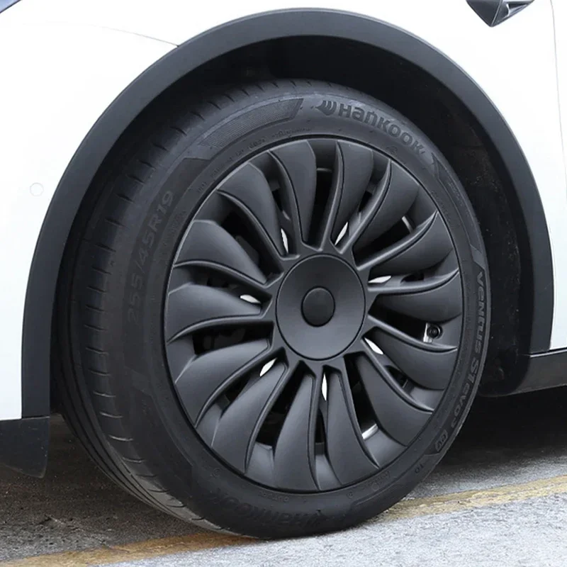 Automobile 4PCS HubCap Performance Replacemen Hub cap Full Rim Cover Accessories for Tesla Model Y 19 Inch Wheel Caps 2018-2024 smile