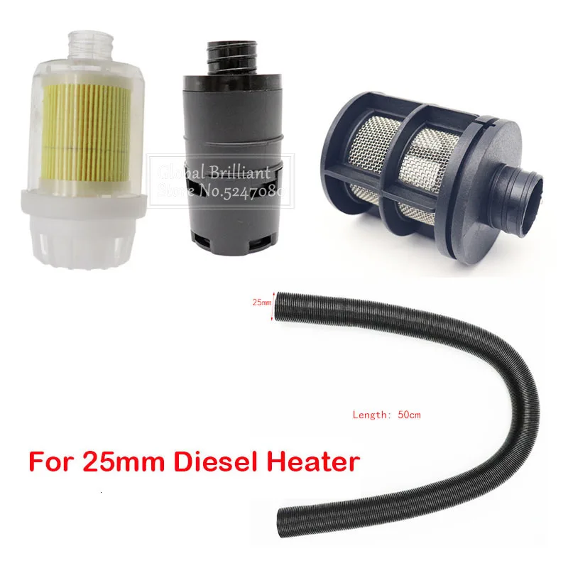 25mm Air Diesel Parking Heater Filter Silencer Intake Pipe 4 Type Fit For Webasto Eberspacher Black