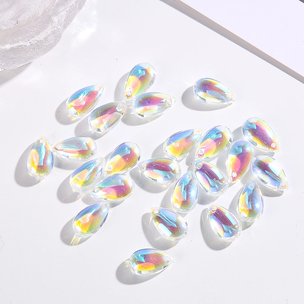Color AB 20PC Rainbow Angel Tears Crystal Prism Earrings Necklace Jewelry Pendant Aurora Sun Catcher Chandelier Streamer Decor smile