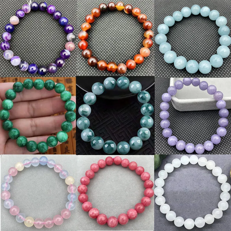 Mm Natural 6/8/10 Colorful Stone Beads Bracelet For Women Men High Quality Polished ddmysmile Real Stone Bracelets Hand Chain Jewelry Gift Smile