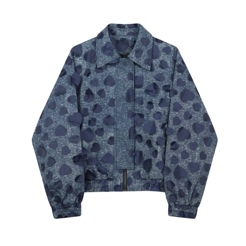 Love NOYMEI Jacquard ddmysmile Korean Denim Jacket Ruffled Handsome Loose Men's Short Coat Two Color Lapel Zipper Winter Autumn New Wa3319 Smile