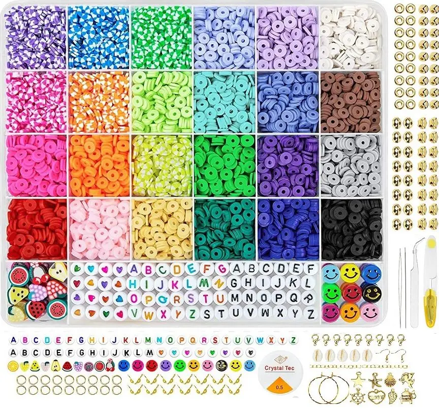 6MM Clay Beads Set Various Styles Colored Flat Chip Clay Beads Kit For Bracelet Necklce Making DIY Jewelry Make Accessories Kit