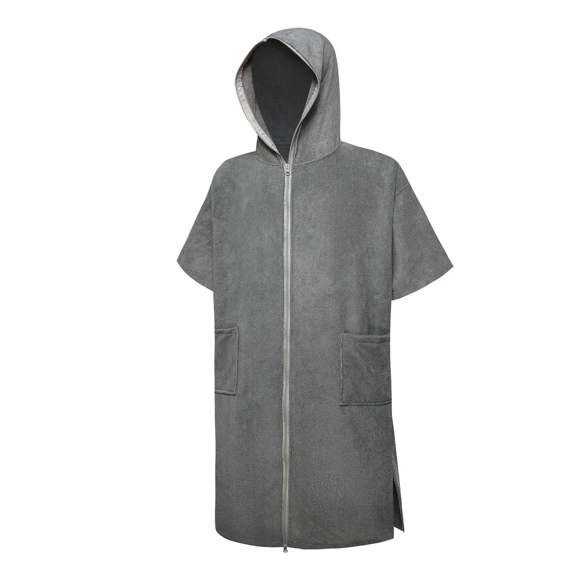 Water Fast Changing Absorbing Bath Robes Microfiber Solid Color Beach Poncho Towel Quick Drying Hooded Bath Towels ddmysmile With Zipper Smile