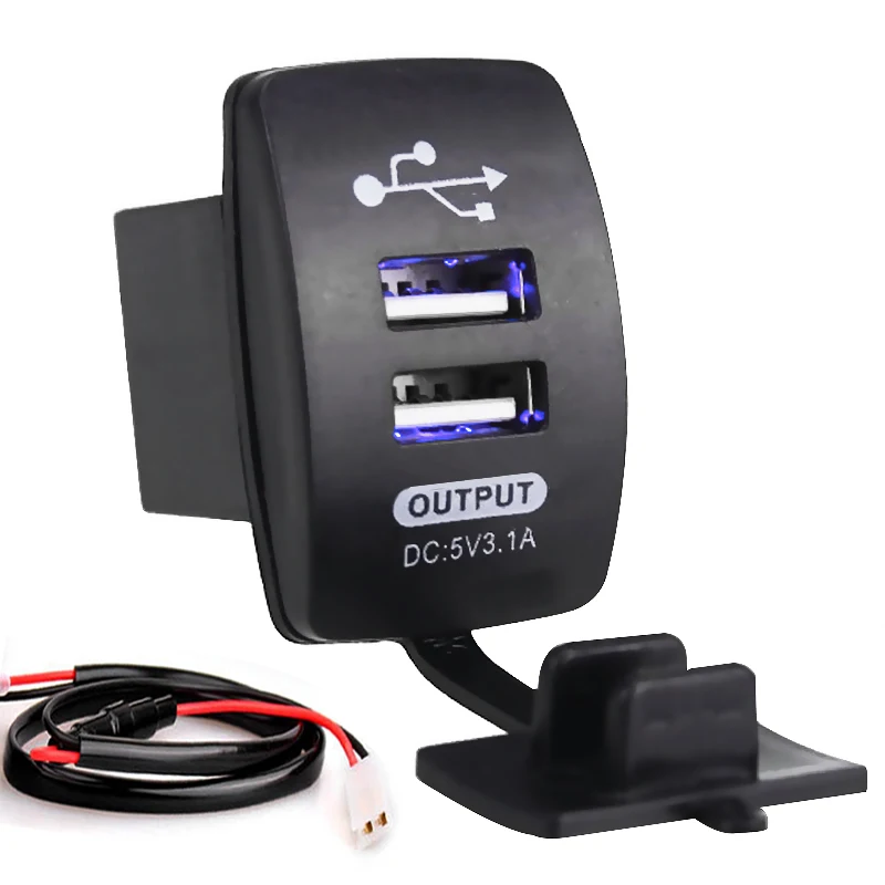 USB 12-24V Dual Car Motorcycle Charger 5V 3.1A Universal Auto Charger for Car Motorcycle Electric Car ATV Boat smile