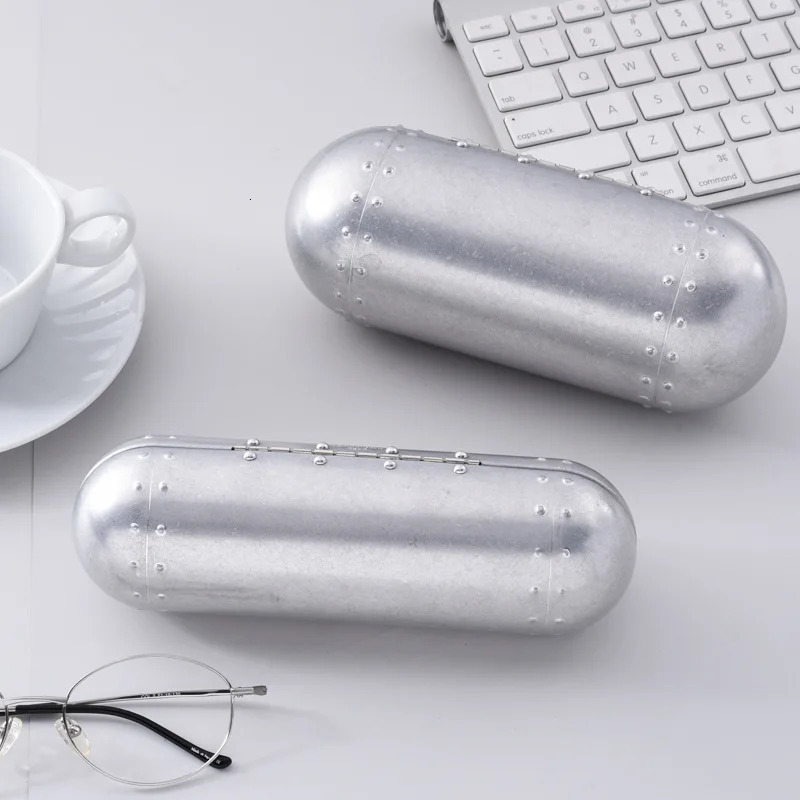 Cubojue Aluminum Round Glasses Cases Hard Light Sunglasses Boxes Fashion Silver Big Small Size 240514