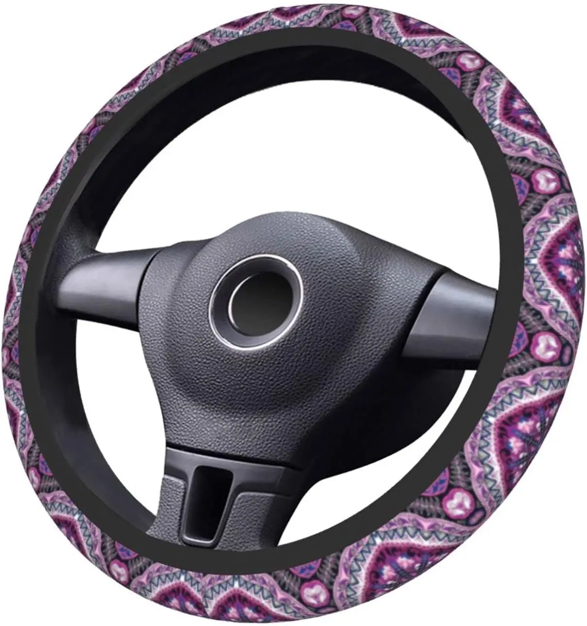 Boho Steering Purple Car Wheel Cover Universal Neoprene Anti Slip Car Accessories Decorative Wheel Protector Sedans Cars Trucks smile