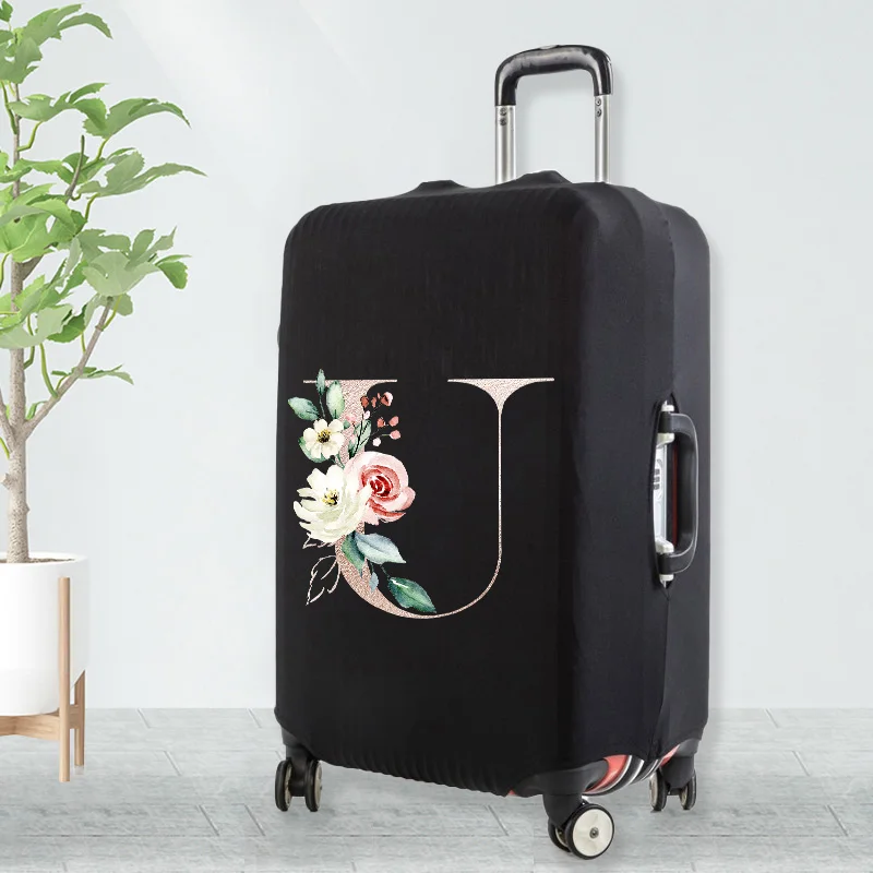 Letter Rose Golden Flower Lage Cover Thickened Stretch Lage Cover Protector for 18"-32" Suitcase Cover Travel Accessories smile 18"-32&
