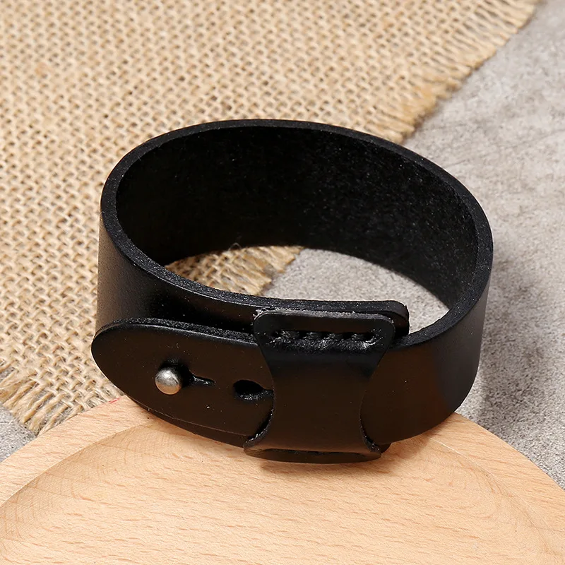 Genuine Kirykle Vintage Men Leather Bracelets Wide Brown Cuff Wrap Bracelets&Bangles Punk Charm Wristband Women Men Jewelry Gift smile &Bangles