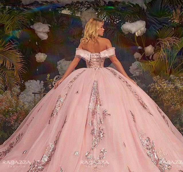 Pink Mexican Quinceanera Dresses Ball Gown Off The Shoulder Tulle Appliques Puffy Charro Sweet 16 Dresses 15 Anos