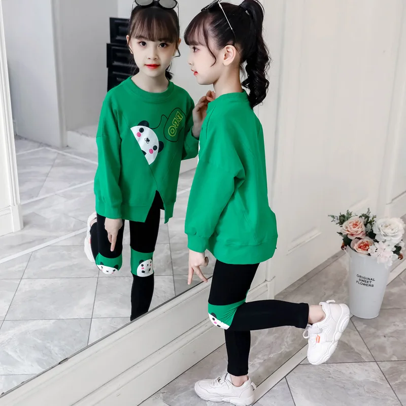 For Clothes ddmysmile Teen Set Girls Clothing Spring Autumn Loose Tracksuit T Shirts + Leggings Pants Hiphop 4 5 6 7 8 9 10 11 12 Year Smile +