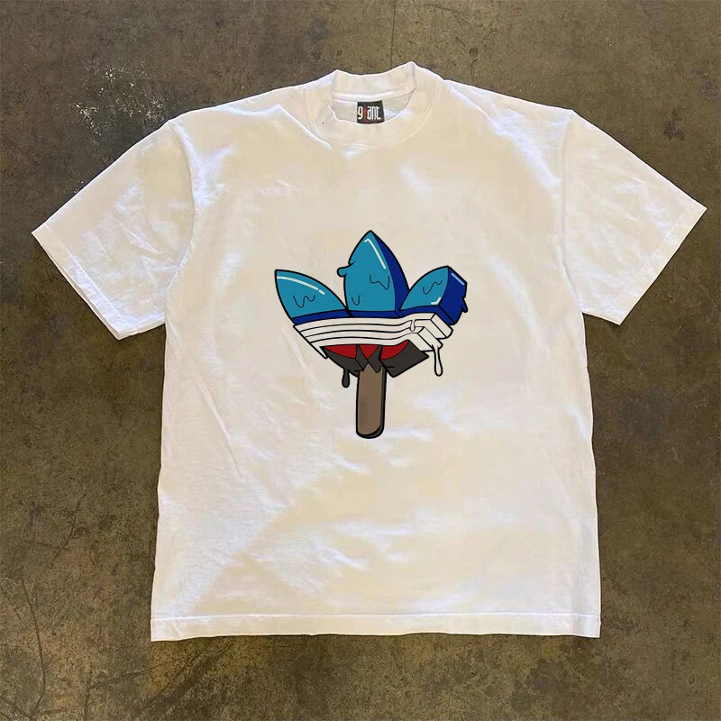 Vintage Clover Ice Cream Graphic Print T-Shirt 100% Cotton Shirt Casual Oversized High Quality Fashion Trend Fashion 2024 240524