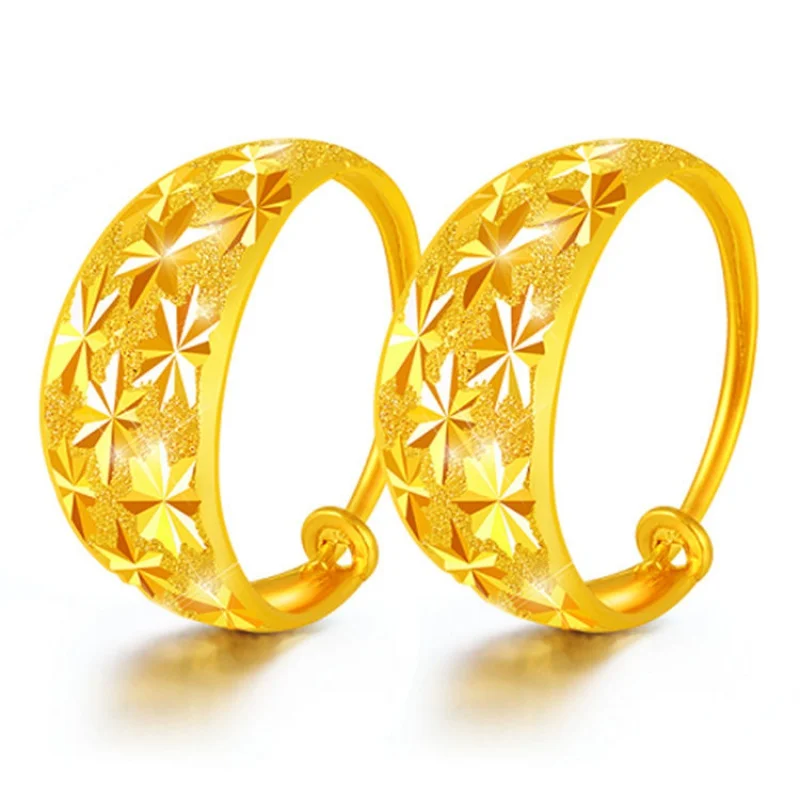 with shop 999 Gold real gold earrings fortune prosperous temperament gold earrings flower and leaf eardrop solid earrings smile
