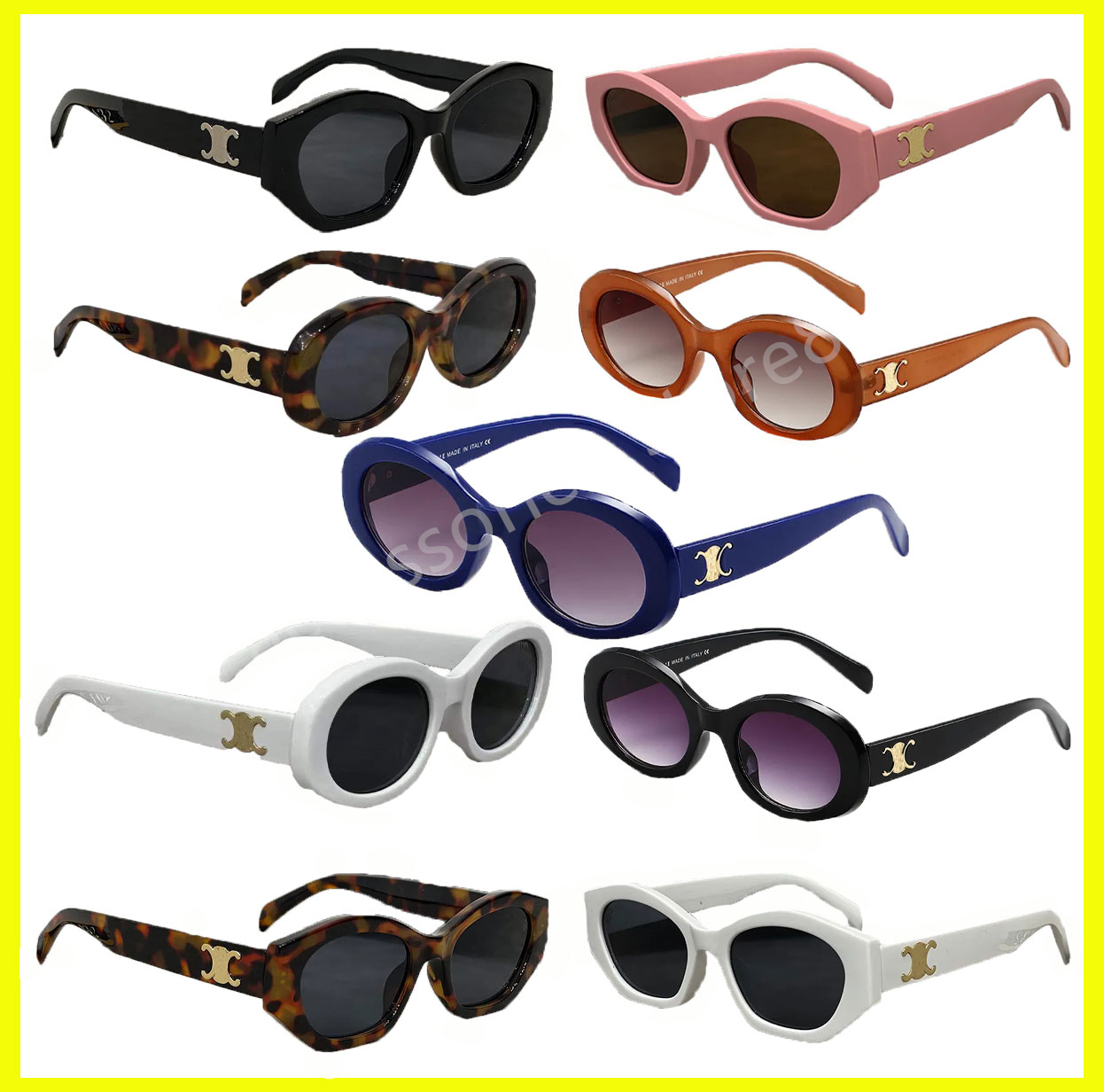 Celine Celineism e Sunglass Designer Woman Eyewear Mens and Womens Universal Polarized Oval Rimmed Sunglasses Nose Rest Metal Polished Temples Elite Glasses