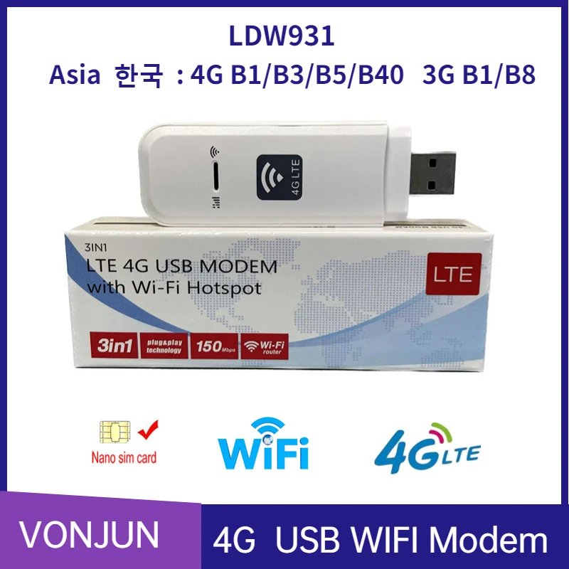 LDW931 4G Router Nano SIM Card LTE USB Modem Hotspot WIFI Dongle
