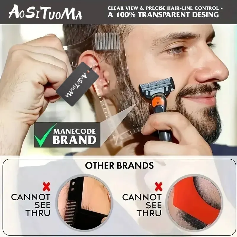 Clear Comb Beard Styling Beard ddmysmile Ruler Men's Care Comb Sideburns Beard Trim Contour Tool Smile