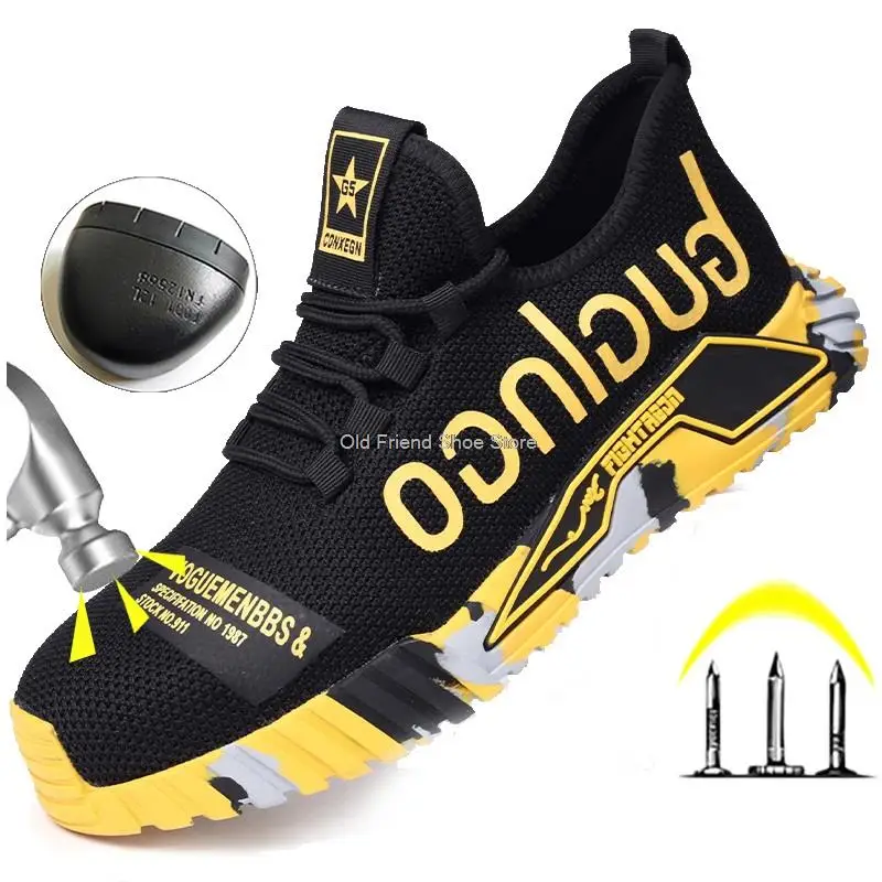 Work Shoes for Men Work Safety Boots Anti-stab Safety Shoes Steel Toe Work Protective Shoes Outdoor Light Sneaker indestructible