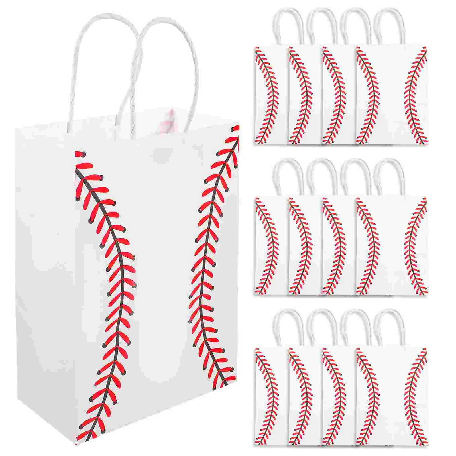 ddmysmile Sports Paper 12Pcs Themed Bags Handheld Baseball Tote Bag Football Printing Gift Packaging Bags Party Favor Smile