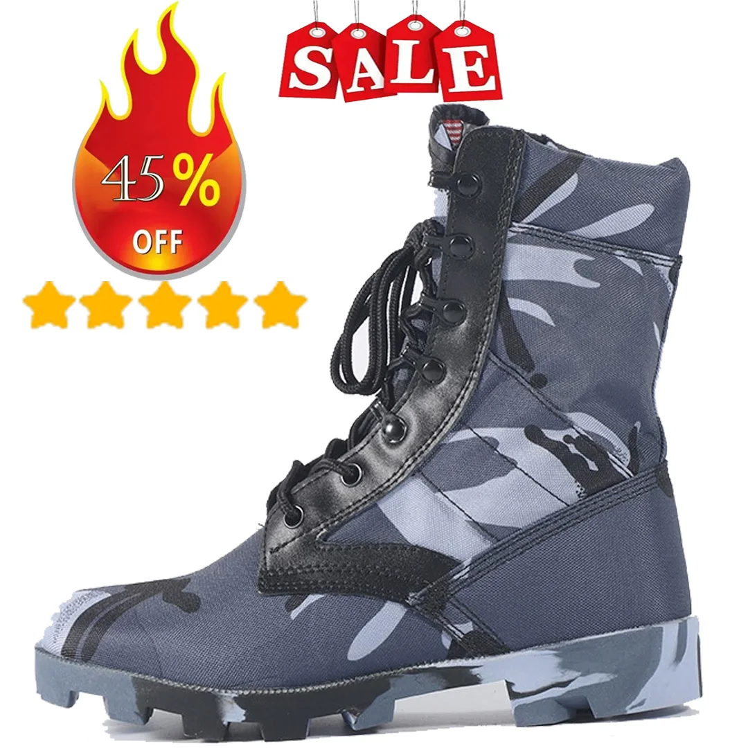 2023 Hot New Sale Camfloug Man Combat Military Boots Outdoor Hiking Desert Shoe Jungle Off-Road Training High Top Botas smile