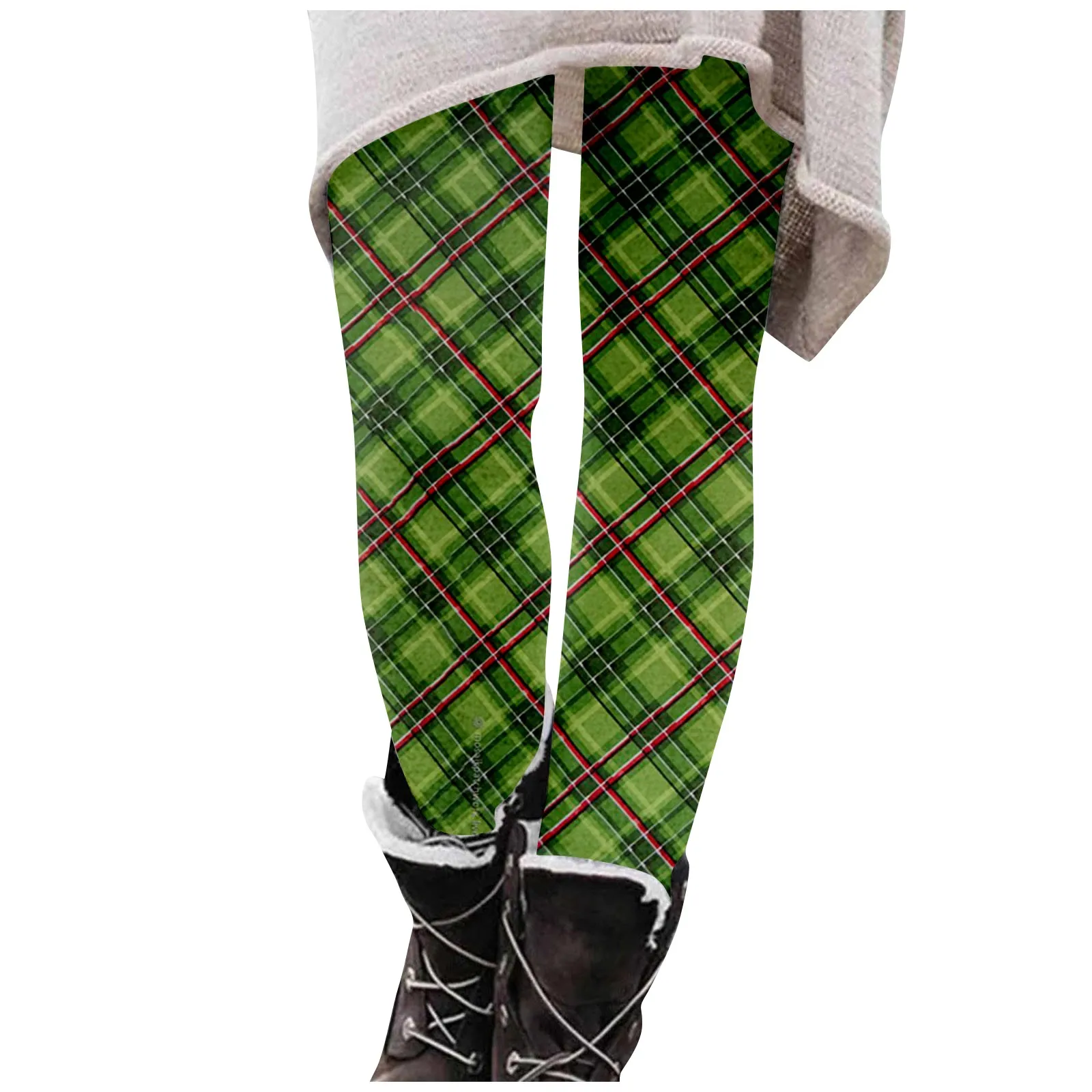 In Pants New Cargo Women Plus Size Plaid Printed Long Pants Slim Fit Stretchy High Waist Leggings Sweatpants Women'S Pants smile 'S