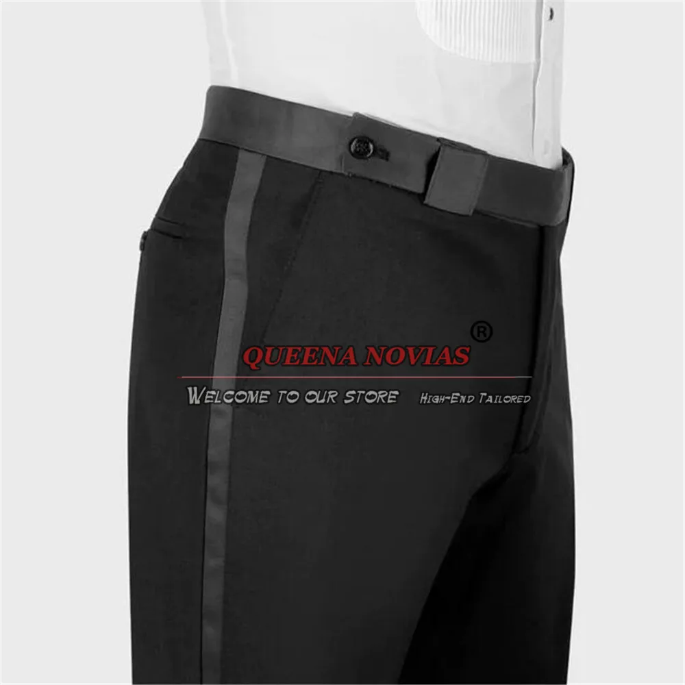 For Wedding Men Suits Crystals Beading ddmysmile White Jacket Vest Pants Black Trousers 3 Pieces Formal Groom Tuxedo Tailor-Made Smile