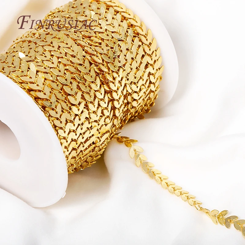 Brass Metal Plated Gold Leaf Chains For Earrings Necklace Accessories High Quality Jewelry Chains DIY Jewelry Findings smile