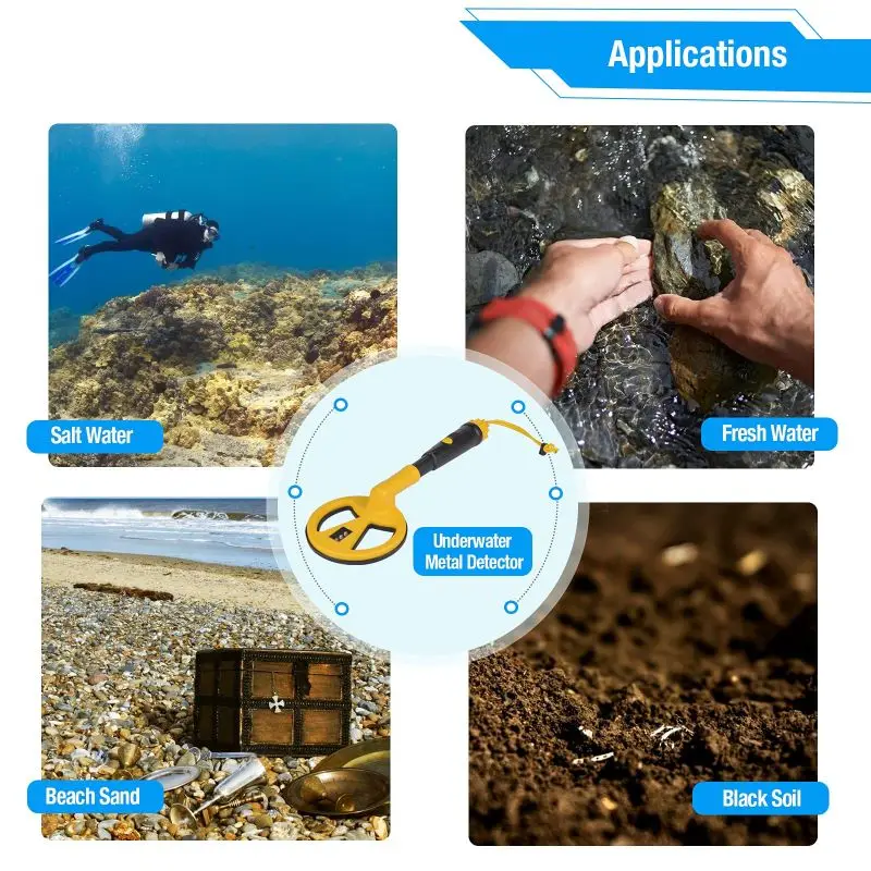 Fully Waterproof Underwater Metal Detector MD-780 for Kids and Adults Diving Mini Handheld Pinpointer Probe with LED