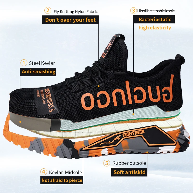 Work Shoes for Men Work Safety Boots Anti-stab Safety Shoes Steel Toe Work Protective Shoes Outdoor Light Sneaker indestructible