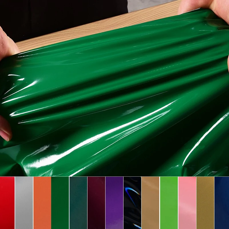 Leather Stretch Mirror Fabric PU Super Shiny Soft and Delicate for Tight Pants Design Clothing Per Half Meter smile