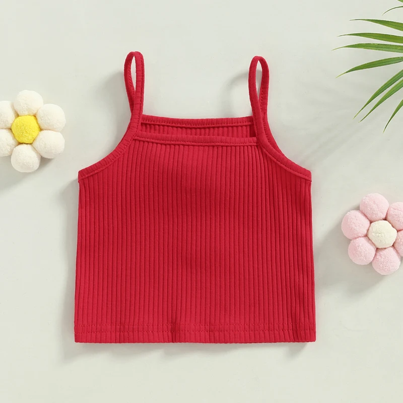 Girl Baby Cute Toddler Ribbed Bowknot Camisole Solid Color ddmysmile Casual Tanks Tops Vest Summer Casual Clothes Smile