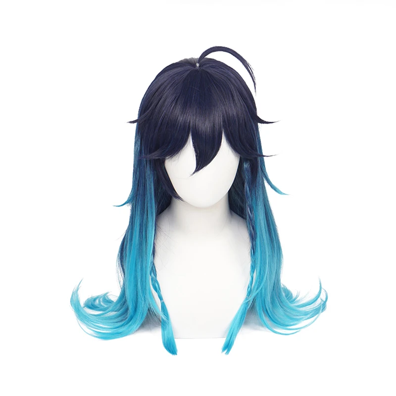 Impact Game Cosplay Genshin Venti Wig Female Long Heat Resistant Synthetic Halloween Party Woman Girl Wigs + Wig Cap smile +