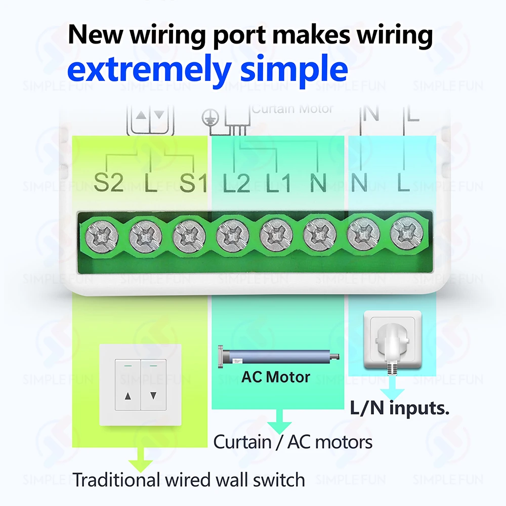 433Mhz Roller Shutter Curtain Switch and 5-in-1 Remote Control 110V 220V 16A RF Module for Remote Control Blind/Garage/AC Motor