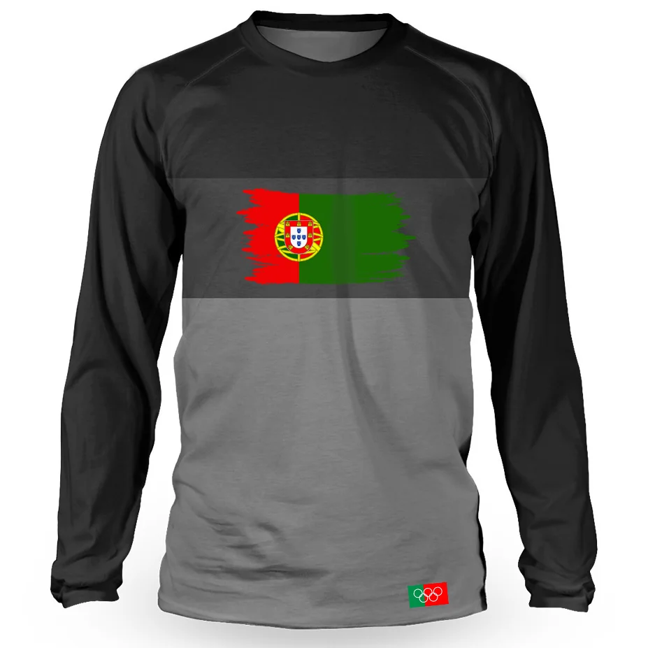 Portugal Long Sleeves Motocross Downhill Shirt, Cycling, Mountain Bicycle Jersey Wear, Race Sport, Anti-Sweat Summer Top Clothes