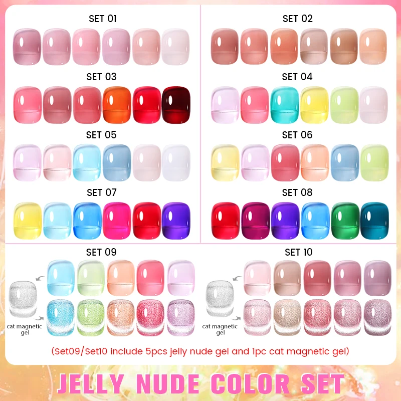 Jelly 3/6Pcs BORN PRETTY ddmysmile Color Gel Nail Polish Set All For Manicure Soak Off UV Gel LED Semi Permanent Varnish Base Top Coat Kit Smile