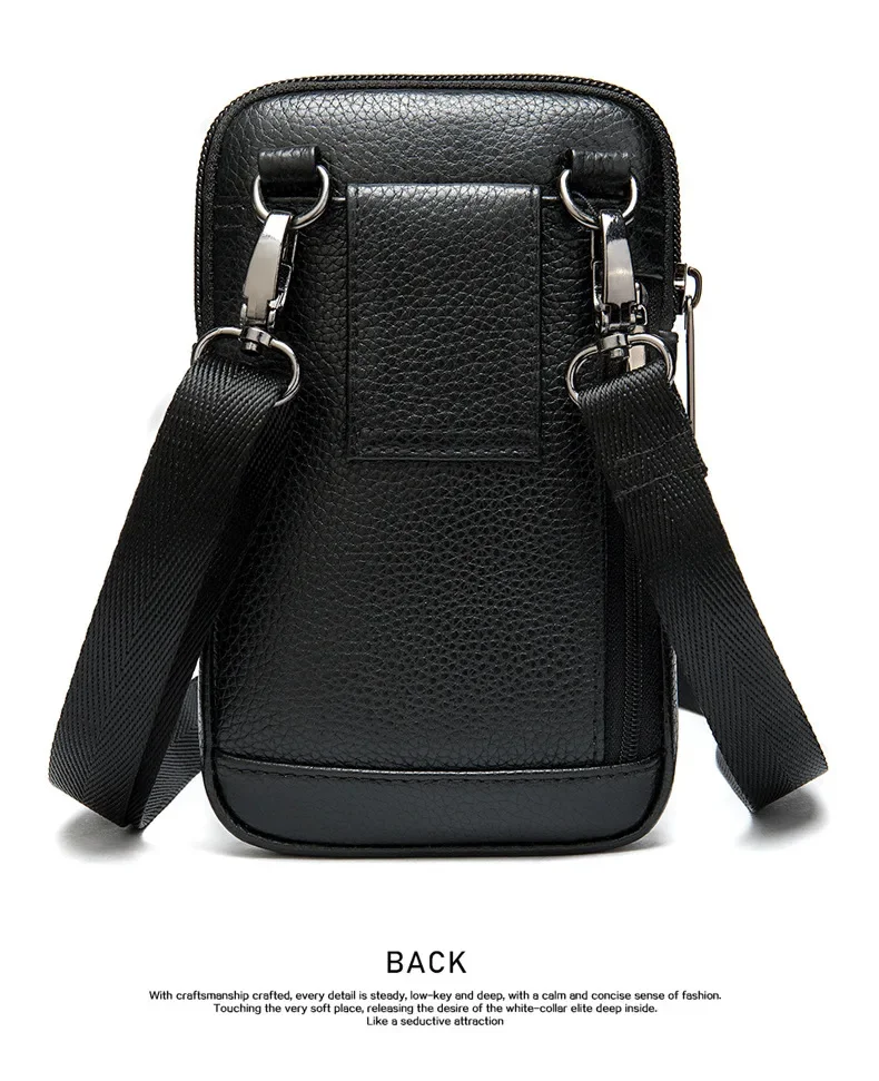 Random Genuine leather mens bag small phone men's Crossbody shoulder male waist luxury messenger s for But