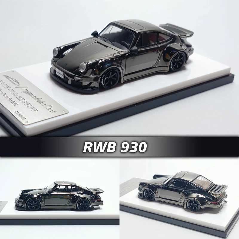 Cars Diecast Model Cars PreSale MC 1 64 RWB 930 Whale Wing Chromium Gray Die Cast Diode Automotive Model Set Micro Toys d240527