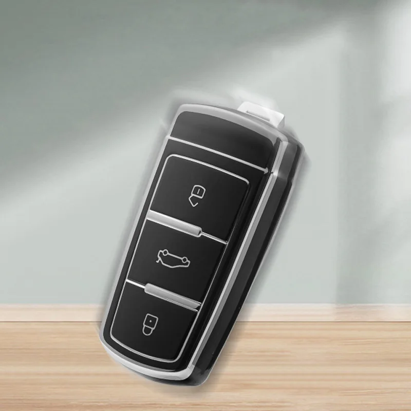 VW For CC Passat B6 B7 Passat 3C CC Sier Edge Car Remote Key Case Control Protective Cover Protecotr Fob Keyless smile