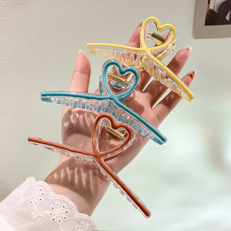 Large Love AISHG Alloy Shark Clip for Women Korean Style Hair Clamp Female Hair Accessories Headwear Ladies Head Grab Clip smile