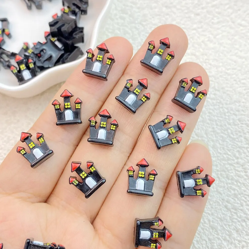 Cute Resin New 50Pcs Mini Halloween Ghosts Animals Series Flat Back Manicure Parts Embellishments For Hair Bows smile