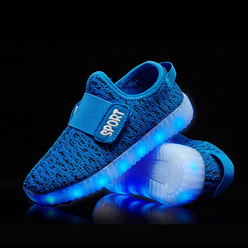 UncleJerry Child Summer Shoes Breathable 2025 Light Up Sneakers new Children Casual Shoes Kids chargeable Luminous Shoes for Girls Boys