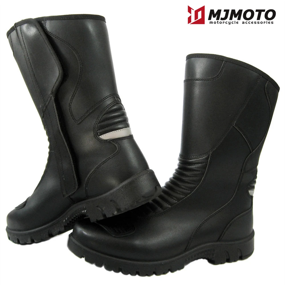 Boots Leather Motorcycle Black Retro Martin Boots Motorbiker Riding Shoes Motorboats Off-road Motorcyclist Shoes Protective smile