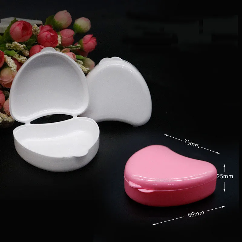 Teeth Storage Dental 50pcs Box Heart Shaped Denture Orthodontic Retainer Portable Molar Braces Box 3 Colors Dentistry Tool smile