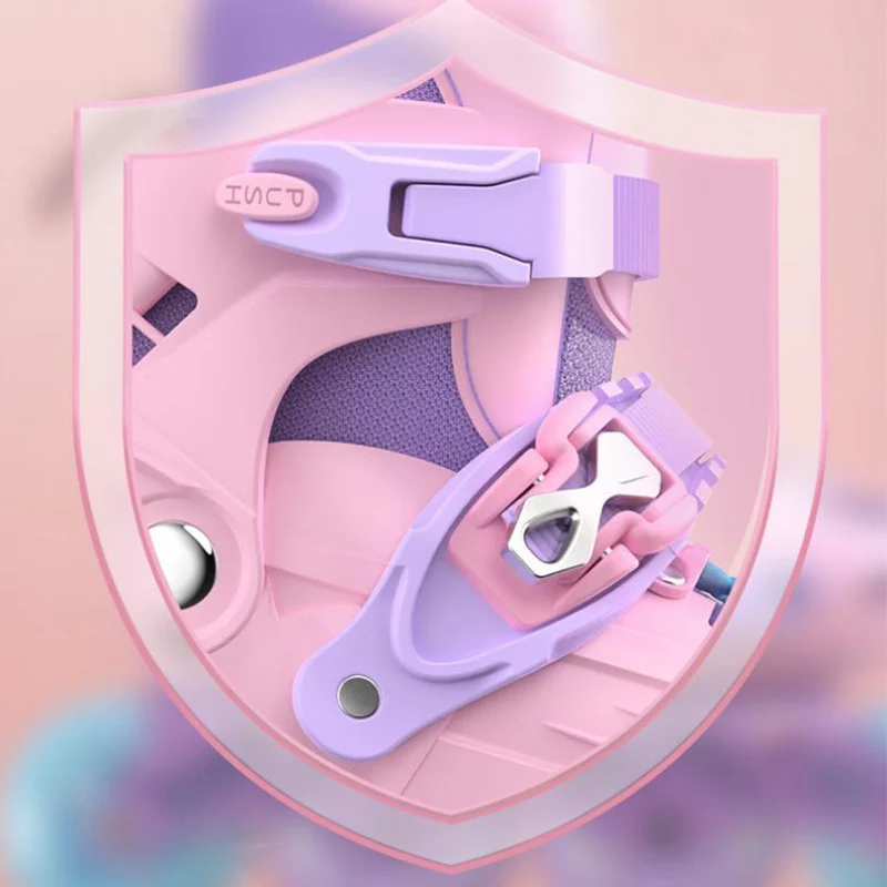 Set Inline Roller Skates With Knee Elbow Pads Helmet Protective Gear For Kids Boys Girls Beginner Sneakers 4 Wheels Skates Gift smile