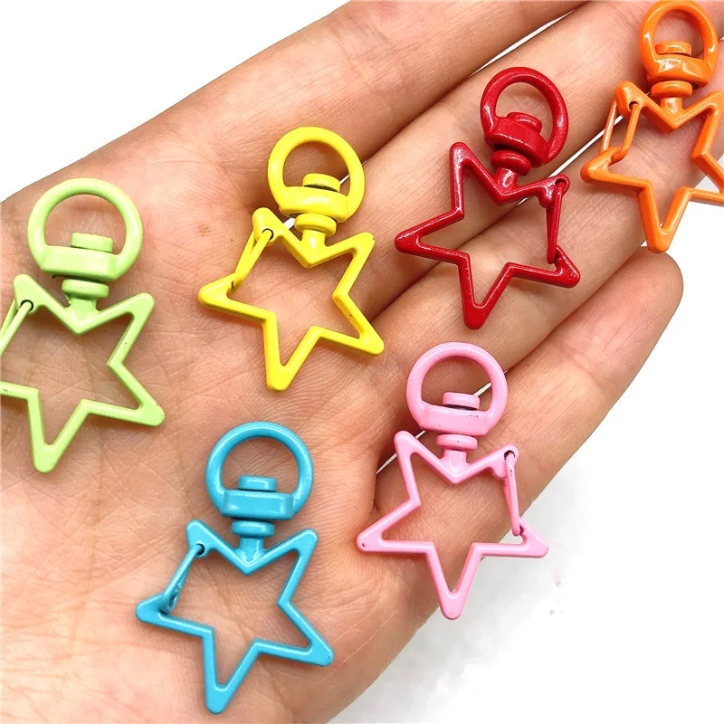 Star Shape Colorful 1/10PCS Keychains Lobster Clasps Hooks Key Chain Key Rings Spring Buckle for DIY Jewelry Accessories Finding smile