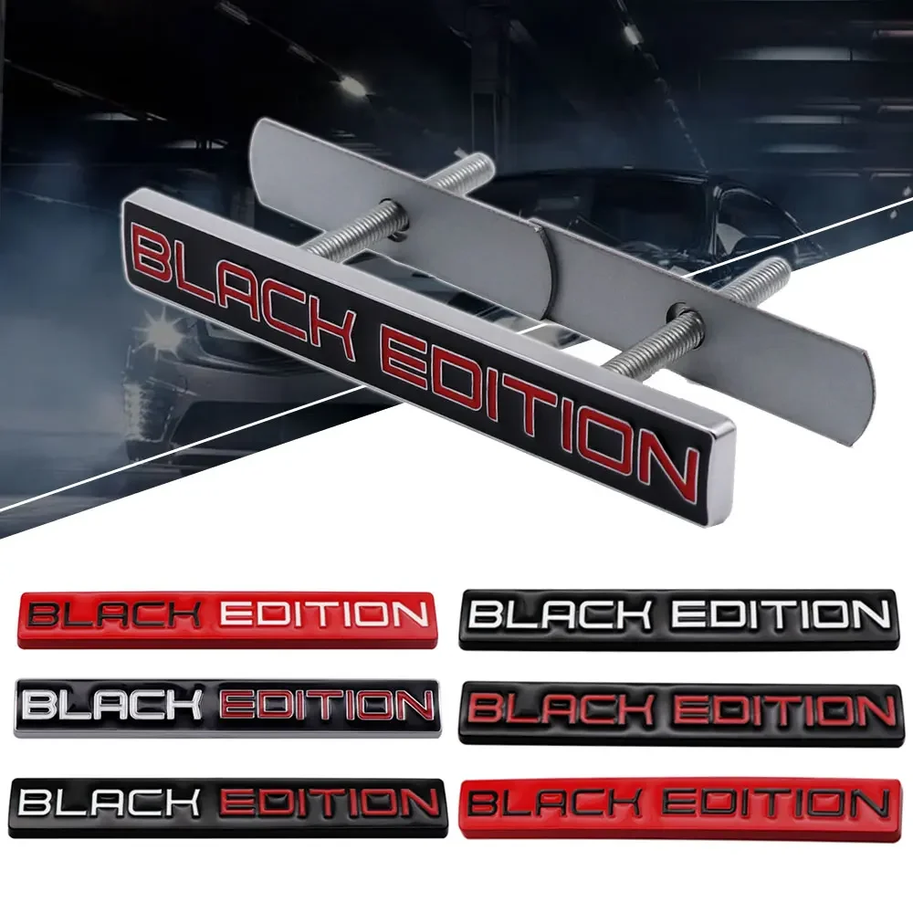 EDITION 3D Black/Red Metal Car Front Grille Metal Badge Emblem Decal Car Front Emblem Badges Nameplate Car Accessories smile
